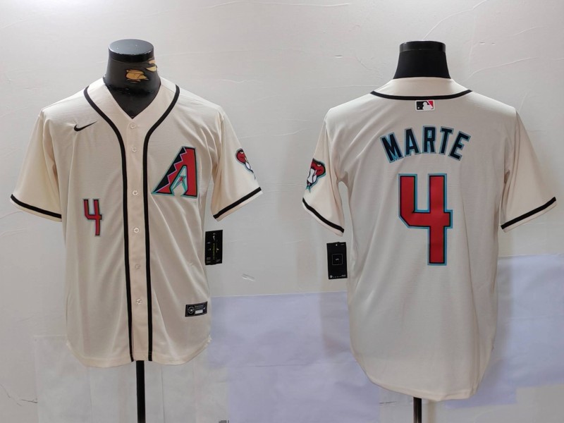 Men Arizona Diamondback #4 Marte Cream Game 2024 Nike MLB Jersey style 912